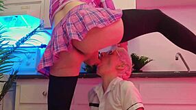 Piss in her cute face while she sucks and swallows cum