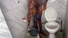 shower session featuring massive cock