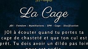 Femdom Caged Anal Jerk Off Instructions in La Cage