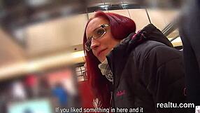 Why does this gorgeous Czech kitten striptease in the shop before hardcore pov anal?