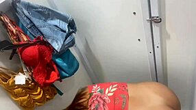 What Happens When Hairy Pussy Flashes In Store Fitting Room During Solo Masturbation?