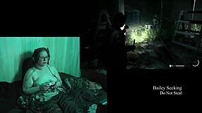 naked alan wake 2 play through part 19 with bbw brunette in glasses showing big natural tits!