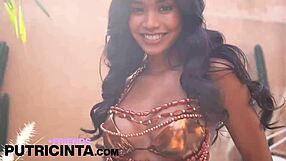 I love how this horny Asian babe Putri Cinta flaunts her huge brown tits and tight pussy