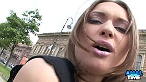 Outdoor passion with Alice Miller taking deep anal creampie in lingerie until wet orgasm as mature milf slut!