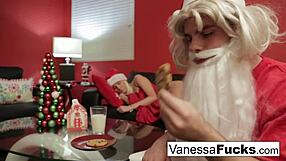 can you believe vanessa is letting santa pound her super tight and dripping wet pussy like that