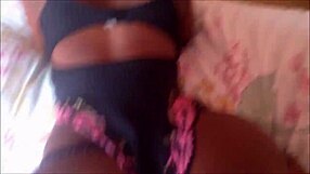 so these two ebony chicks in blackandwhite lingerie team up with a guy for a wild threesome, fingering and licking pussy before strapon doggystyle fucking