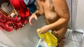 What Happens When Hairy Pussy Flashes In Store Fitting Room During Solo Masturbation?