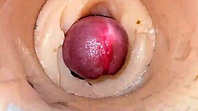 Close-Up Camera Captures Huge Cum Explosion Deep Inside Tight Shaved Pussy During Intense Cucumber And Dildo Play