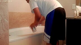 In the bathroom, someone was handling general tidying up as part of house chore work