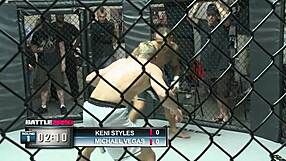Intense fucking session unfolds in MMA ring with milf and big black cock pounding shaved pussy hard.
