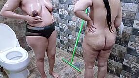 i feel so connected with these pakistani lesbian milfs showering together after their intimate session
