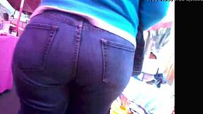 Curvy Milf Struts In Tight Jeans On Street