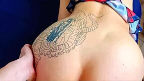 hot college coed experiences her first anal creampie with big cock quickie leading to intense fucking and swallow finish