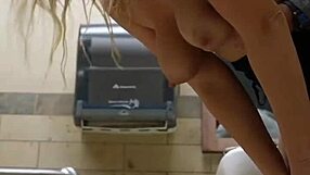 leaky pussy in public restroom gets huge creampie from monster cock!