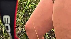 Country walk with curvy Argentinian wife on a sunny day