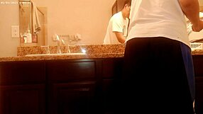 In the bathroom, someone was handling general tidying up as part of house chore work