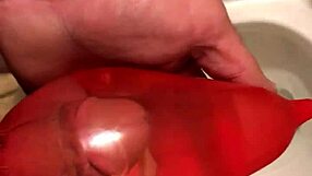 hey, check out this condom thing with some piss action in a casual way