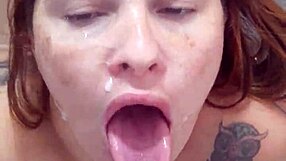 Watch This Wife Kneel Down and Suck Her Husband's Massive Cock!