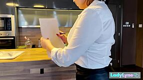 Be a good boy and jerk off to curvy milf Ladylyne in heels fingering shaved pussy to orgasm.