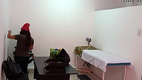 Nurse Hints At Flashing Cute Curves While Caught Decorating Doctor's Office In Hospital For Steamy Christmas Exhibition