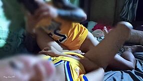 Petite Asian babe gets creampie from friend while girlfriend calls - almost caught with loud moans in homemade missionary sex