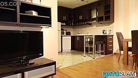 Blonde russian babe searching on dating sites for cock ends up with blowjob creampie