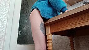 Skinny Brunette Masturbates On Kitchen Table With Orgasm And Pussy Rubbing In Homemade Video