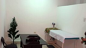 Nurse Hints At Flashing Cute Curves While Caught Decorating Doctor's Office In Hospital For Steamy Christmas Exhibition