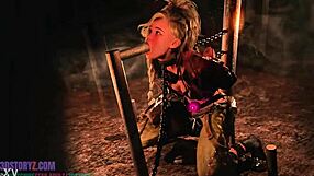 gemma smithy undergoes intense blowjob training as a bound slave in monster bondage