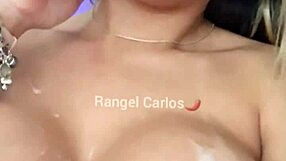 I love how he cums all over my big tits and I swallow every drop after sucking him to orgasm.