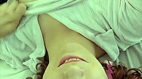 Melody is a kinky tgirl doing self footjob and cum eating now