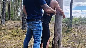 oh wow, handcuff that milf to the tree in the public forest and fuck her deep!