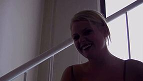 the hot blonde secretary named codi charmichael eagerly handles her boss's huge beef stick in the office