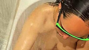 hot wife gives steamy bath blowjob and handjob with fiery nails