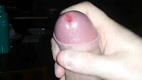 Jerking off to tranny porn hints at solo cumshot fun