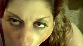 Sexy blonde milf wife deepthroats husband's huge cock in homemade pov until facial cumshot. She swallows every drop.