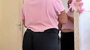 Chubby ebony girl with big ass farts while prepping her curvy body for a fun date night