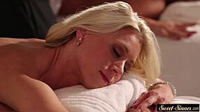 glam milfs with big fake tits sharing masseurs big cock in erotic threesome massage fantasy