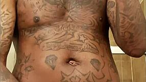 Couldn't get hard so came on soft gummy worm for tattoo cumshot!