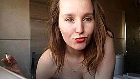 Horny Cute Brunette Babe Smokes In Homemade Solo Fetish Video