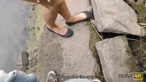 Hunter pays cash to fuck cute Czech girlfriend Liliane in outdoor public pov scene