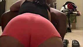 thick ass latina milf sucking bbc from back view with passion