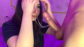 another accidental cumshot from big cock blowjob with cute goth girlfriend in homemade rough sex!