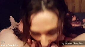 Kinkycouple69 deepthroat blowjob on big tits milf with homemade sucking action!