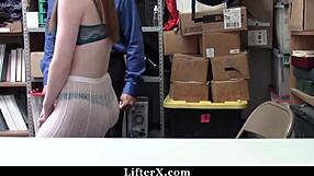 ella hughes caught shoplifting in garage, stripped and punished with rough doggystyle domination by old burglar cop