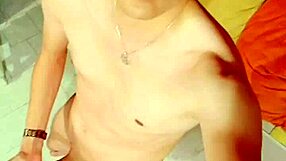 Skinny amateur guy from usa masturbates solo with his cock while wearing his new hat in close-up action