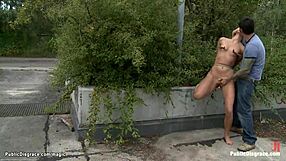 come here you leather bound slut, time to fuck you in public says the guy