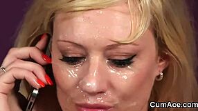 Sexy Model Receives Cumshot on Face While Sucking Every Drop of Cream