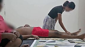 Detailed asian massage flashes cock for happy ending before not sister
