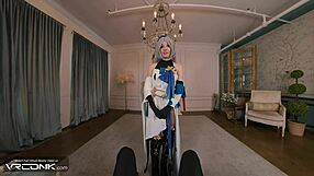 Rakastan tulla pannuksi laihana Bronyana sukissa voihkien VR Honkai Star Rail cosplay parodiassa